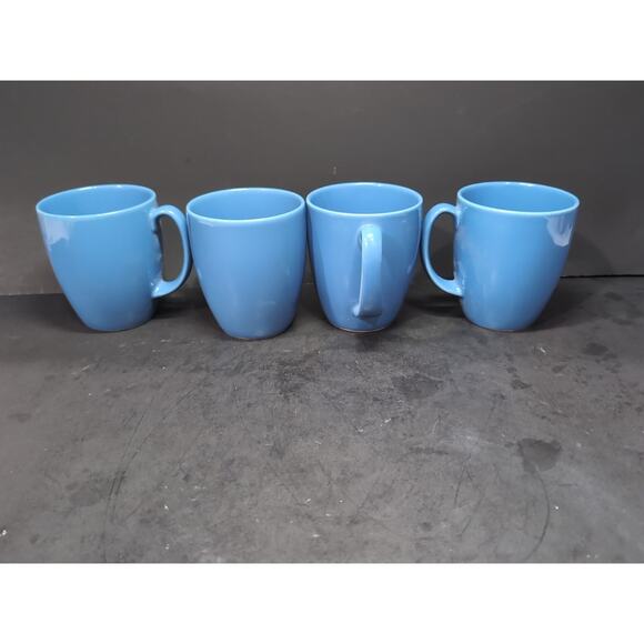 Corelle Stoneware Blue Coffee Mugs, Tea Cups, Set Of 4, Vintage Made in Thailand - Picture 3 of 9